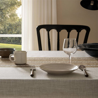 Nappe et serviettes de table en lin 100 % tissé, imperméables, infroissables, style européen, personnalisables, pour la décoration de la salle à manger