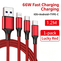 Câble de charge multiple 3 en 1, câble de charge multi-prises tressé, câble USB universel avec Type C/Micro pour téléphones portables