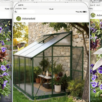 Serre inclinée ROYO moderne à structure en aluminium avec design écologique, étanche et à montage simplifié pour usage domestique et en jardin.