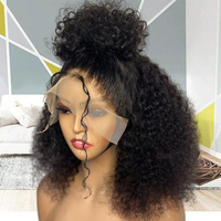 Perruque Courte Bob Pas Chère en Cheveux Humains, Perruque Lace Frontale Brésilienne, Extension de Cheveux Afro Crépus Bouclés, Perruque Complète en Cheveux Humains pour Femmes Noires