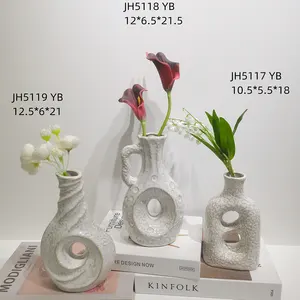 Home Office Schlafzimmerregal Dekor minimalistische moderne weiße Vasen Keramikvase mit Griff