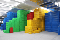 Caisse agricole pliable en plastique et maille PP robuste avec design ventilé pour le stockage des fruits et légumes