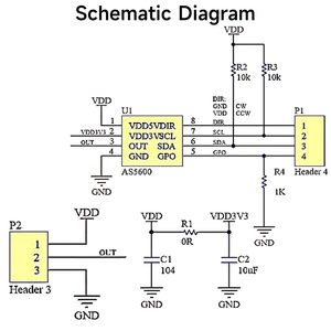 Encodeur magnétique Ransanx AS5600 12 bits avec sortie I2C PWM, module d'alimentation 3.3V 5V, connecteur à broches - Product Image 1
