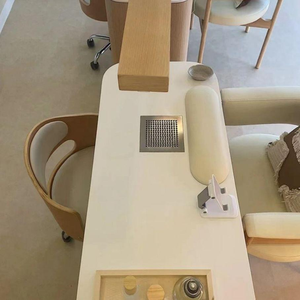 Modern Ins Stainless Steel Salon Furniture Single Manicure <b>Table</b> with <b>Marble</b> <b>Top</b> Nail Lamp Eco-Friendly Durable for Nail Bar Use - Product Image 6