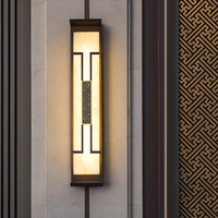 Lampe murale LED extérieure en acier inoxydable, style chinois moderne, luxe léger, étanche, pour entrée de villa, piliers muraux extérieurs