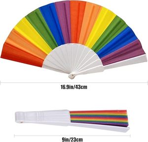 Abanico Plegable Arcoíris de Plástico Resistente para Espectáculos de Danza y Decoración del Hogar - Product Image 1
