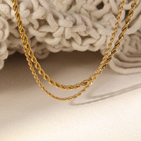 Maximum april april — collier en acier inoxydable plaqué or 14k, collier à Double épaisseur, vintage et minimaliste, corde tordue, pour femmes