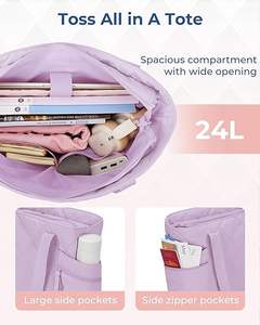 Offres Spéciales élégant personnalisé matelassé sac fourre-tout décontracté pour les femmes grande capacité léger Durable deux fermeture éclair - Product Image 3