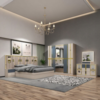 Ensemble Complet de Chambre à Coucher King Size en MDF, Rangement, Tête de Lit Éclairée, Mobilier Moderne de Luxe pour Hôtel, Appartement et Hôpital