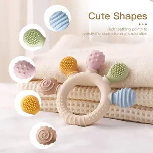<span class=keywords><strong>Anneau</strong></span> de <span class=keywords><strong>dentition</strong></span> en silicone pour bébé de 0 à 12 mois Jouets de <span class=keywords><strong>dentition</strong></span> en silicone pour enfant en bas âge sans BPA Cadeaux pour bébé - Product Image 2
