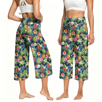 Pantalon de yoga taille haute pour femme, longueur mollet, avec cordon de serrage, imprimé ananas tropical, extensible dans quatre directions, séchage rapide, écologique