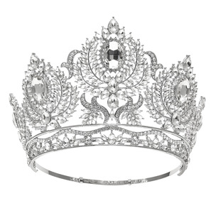 Diadème de luxe en alliage d'argent avec strass émeraude vert, couronne royale élégante pour mariage, concours de beauté, bal de promo - Product Image 3