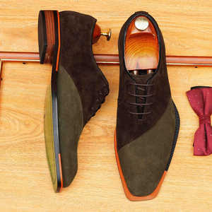 Zapatos de Hombre Hechos a Medida con Punta Cuadrada y Cordones para Otoño, Elegantes y Casuales para Fiestas y Bodas, Color Negro que Aumenta la Estatura - Product Image 4