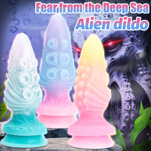 Dildo <span class=keywords><strong>Anal</strong></span> de Silicona Suave con Forma de Extraterrestre, Tapón <span class=keywords><strong>Anal</strong></span> de Silicona Líquida Suave con Ventosa Fuerte para la Masturbación Masculina - Product Image 1