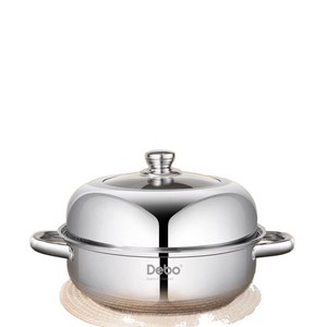 Casserole vapeur en acier inoxydable 28 cm, double couche, couvercle en verre, pour cuisson vapeur et cuisson à l'eau pour la cuisine - Product Image 3