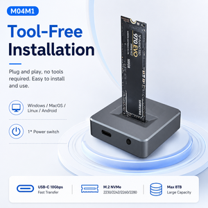 M.2 NVMe/SATA SSD Enclosure <b>USB</b>-<b>C</b> 10Gbps Aluminum Housing Power <b>Switch</b> Tool-Free Supports 8TB 2230/2280 Aluminum 2.5 Inch <b>Usb</b> 3. - Product Image 5
