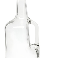 Bouteille en verre transparente de 1750 ml de grande taille pour vodka Flint, rhum nordique, avec poignée et couvercle inviolable en plastique noir