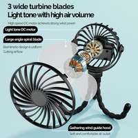 Ventilateur portable flexible style pieuvre, rechargeable par USB, mini-ventilateur à clipser, pour poussette de bébé
