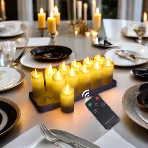 Fernbedienung LED-Tee-Licht-Kerzen flackernde Welle flammenloses Design Hochzeit Valentinstag Party Tischdekoration Kunststoff-Kleber