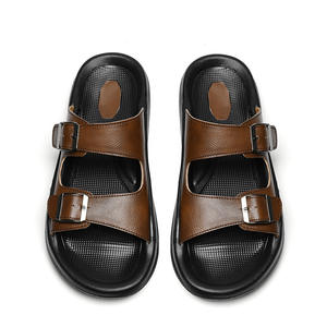 Sandalias de cuero genuino para hombre, estilo casual deportivo, para playa, resistentes al desgaste y antideslizantes, con una sola tira, para verano. - Product Image 4