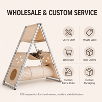 Structure d'escalade pliable pour chat d'intérieur, cadre en aluminium, panneaux en tissu, hamac, tunnel, rangement compact, condo pour chat, maison pour chat, OEM ODM