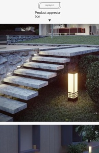 Luces Solares de Césped para Patio, Poste de Puerta de Villa, Lámpara de Cabeza, Valla de Pared Decorativa, Linterna, Jardín, Paisaje, Bolardo de Luz - Product Image 3