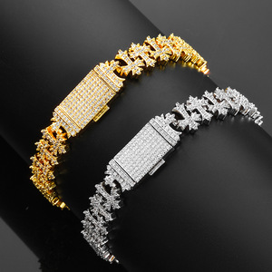 Stylish Flip Cover Cross Maple Leaf Chain Trendy Versatile Zircon Necklace <b>Men</b> High End Jewelry Set - Product Image 1