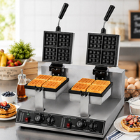 Vente flash : Gaufrier professionnel 3000W à double plaque, en acier inoxydable, pour restaurants et snack-bars