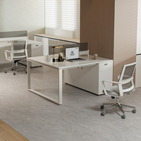 Bureau de personnel modulaire rectangulaire minimaliste moderne pour 4 personnes, poste de travail double avec rangement extensible