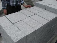 Dalles de pavés en granit gris argenté clair à prix avantageux, 200x400 mm, finition martelée et flammée, pour patio, allée, rue