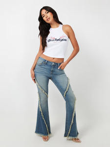 بنطلون جينز عالي الجودة من الشركة المصنعة، سروال جينز نسائي ضيق بخصر منخفض للسيدات - Product Image 5