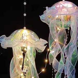 Tragbare Quallen laterne DIY hängende Ornamente LED-Leuchten Mehrfarbige Knopf batterien - Product Image 5