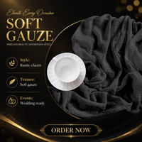 Chemin de table rustique en gaze de coton, nappe en polyester drapée pour décoration de mariage, ferme, événement bohème