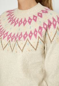 <span class=keywords><strong>Femme</strong></span> <span class=keywords><strong>Pastel</strong></span> Fair Isle Casual <span class=keywords><strong>Pull</strong></span> Jumper Laine Alpaga Mélange Mock Neck pour la saison du printemps avec Logo avant - Product Image 3