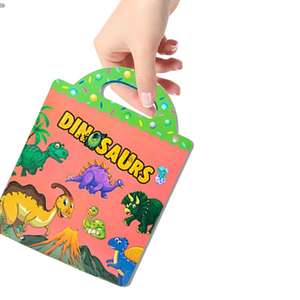 Pegatina con tema de dinosaurio, libro silencioso, almohadillas reutilizables, actividad de moda extraíble, Escena de dibujos animados, pegatinas de animales, libro ocupado - Product Image 3