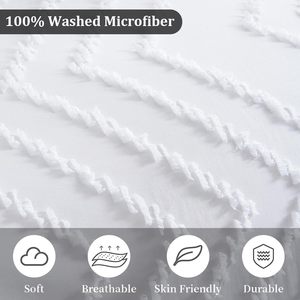 Trắng Duvet cover Vua kích thước, Boho chần sợi nhỏ bedding Set cho tất cả các mùa, thêu tồi tàn Chic <span class=keywords><strong>Comforter</strong></span> - Product Image 5