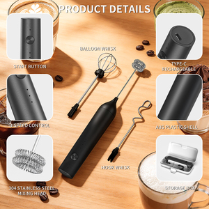3-Speed 3 Whisks Travel Frother Rechargeable Frother Electric Milk Frother For Cappuccino And Latte - Product Image 5