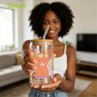 Autocollant de transfert Goode 16oz UV pour gobelet/tasse en verre, étanche, écologique, en PET, motif dessin animé Q-style, anti-rayures, résistant aux UV