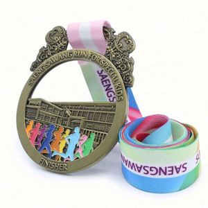 Medalla Deportiva de Maratón 3D de Metal con Color Personalizado de Fábrica - Product Image 1