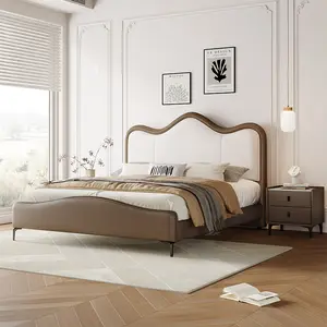 Популярный дизайн на заказ кожаная кровать 180*200 см Удобная классическая кровать