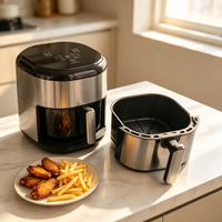 Mini friteuse à air numérique 4,5 L, faible consommation, antiadhésive, four électrique carré pour usage domestique