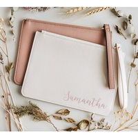 Pochette personnalisée avec nom, pochette à poignet personnalisée, sac à main zippé pour femme, impression personnalisée, cadeau de mariage pour mariée et demoiselle d'honneur