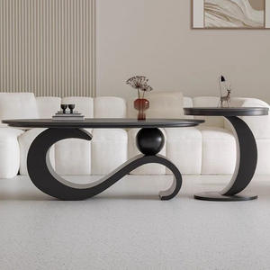 Mesa de té y centro ovalada de lujo italiano, sala de estar moderna, muebles para el hogar, combinación ligera y elegante - Product Image 2