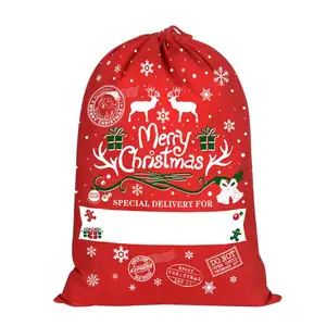 High King Großhandel Red Christmas Canvas Blank Bag Weihnachten Santa Sack