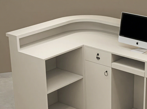 Mostrador de Recepción Moderno con Diseño Curvo Acanalado e Iluminación LED, Mueble de Recepción para Salón de Belleza, Hotel u Oficina - Product Image 6