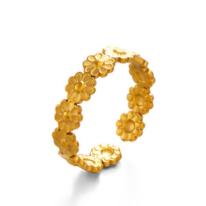 Anillo Floral Minimalista <span class=keywords><strong>de</strong></span> Acero Inoxidable, Estilo Europeo y Americano, Personalizado, Hip Hop, Geométrico, Flor Pequeña - Product Image 5