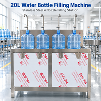 Machine de remplissage d'eau à 4 buses, 20 litres, en acier inoxydable, pour bouteilles de 5 gallons, pour la production d'eau purifiée