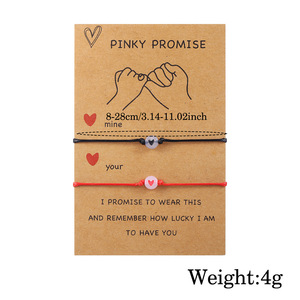 Pinky Promise Friendship <b>Bracelet</b> Glow In Dark Heart Bead Adjustable Rope Couple Gift Unisex <b>Red</b> String <b>Bracelets</b> - Product Image 5