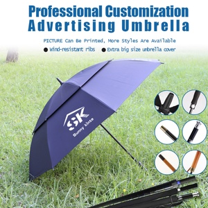 New Semi Automatic Integrated Canopy Straight <b>Umbrella</b> Golf Pongee Fabric Waterproof <b>Windproof</b> 130cm Outdoor Sports Protection - Product Image 4