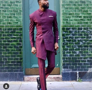 HD243 mor uzun smokin erkekler takım elbise kostüm Homme Mariage erkekler balo düğün Blazer damat Masculino Masculino Slim Fit <span class=keywords><strong>2</strong></span> adet - Product Image 1